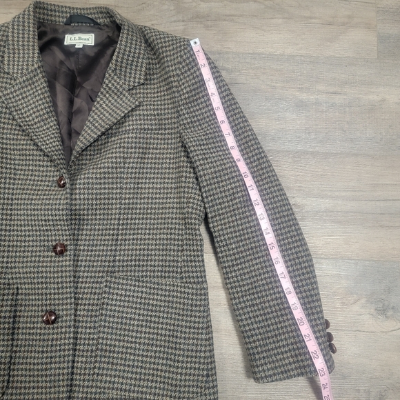 LL Bean Blazer Vintage Womens 10 Houndstooth Three Button Wool Jacket - Picture 9 of 13